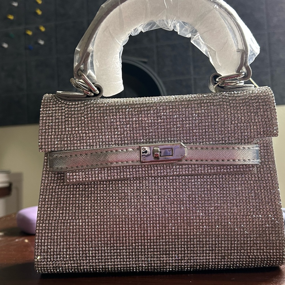 Silver Rhinestone Small Satchel